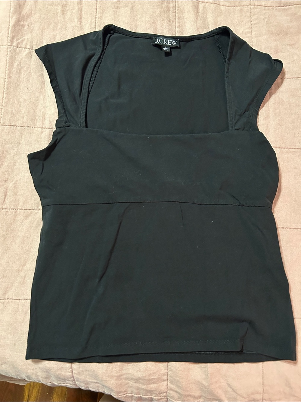J. Crew Black Square-Neck Cap-Sleeve Tank